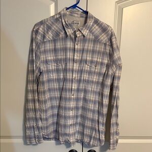 Lucky Brand Gray and White Plaid Button-Down Shirt